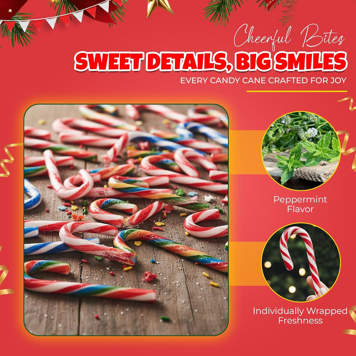 Christmas Candy Canes Assorted Flavors, Tutti Frutti, Blue & White Peppermint Sticks, Red Cherry Mix – 100 Count