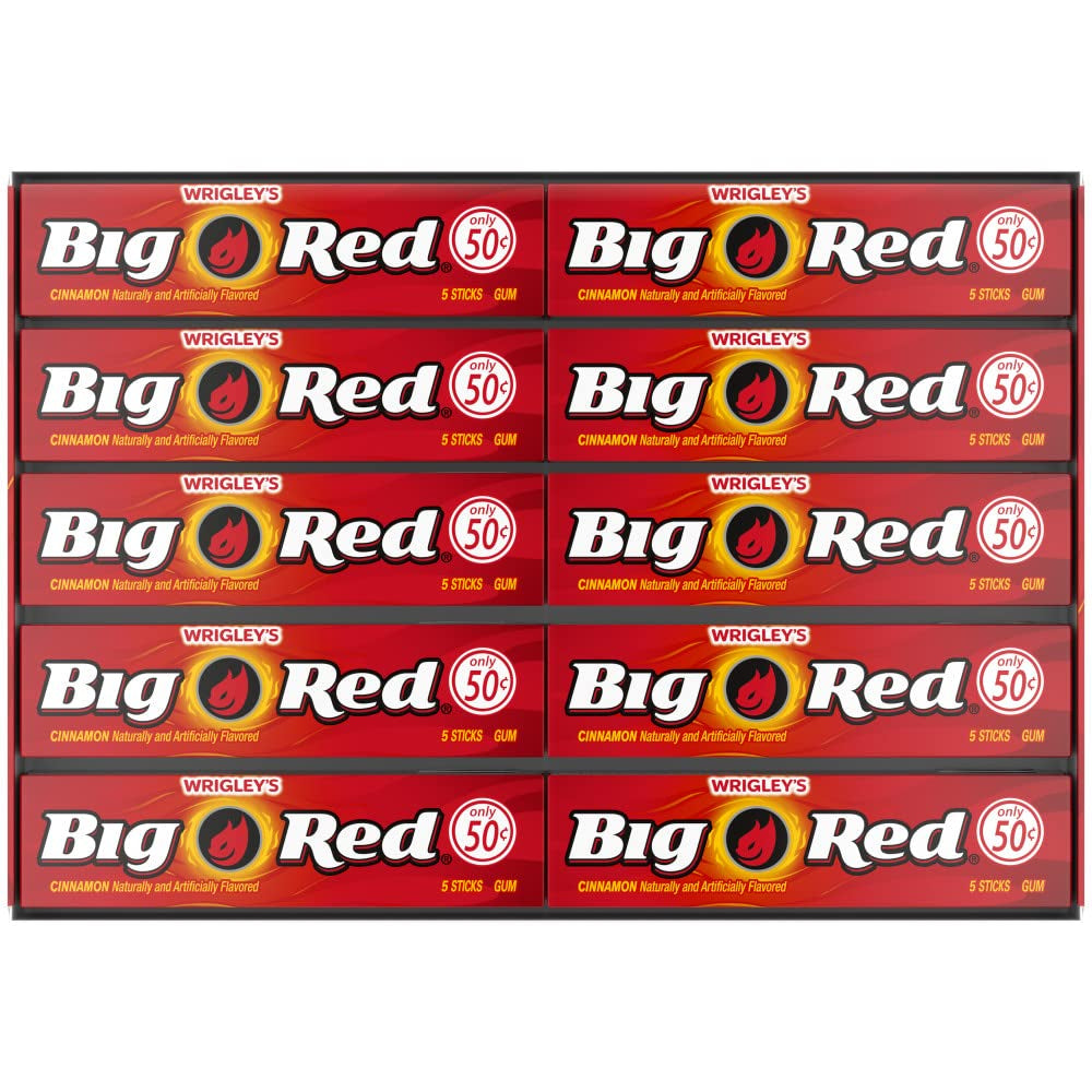 WRIGLEY'S BIG RED Cinnamon Chewing Gum Bulk Pack, 5 Sticks, 40 Count