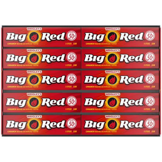 WRIGLEY'S BIG RED Cinnamon Chewing Gum Bulk Pack, 5 Sticks, 40 Count