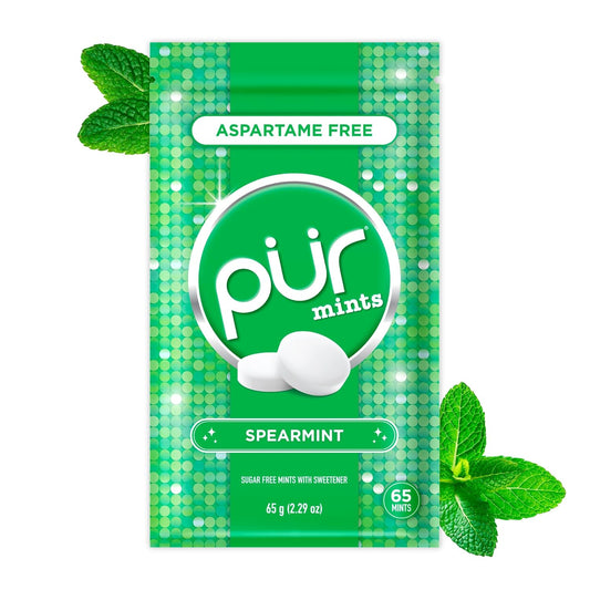 PUR Mints, Spearmint, Xylitol Mints, No Artificial Flavor, 65 Count 