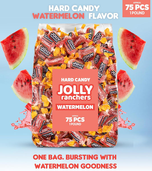 Watermelon Jolly Ranchers Hard Candy – Original Flavor – 1 LB Bulk Bag (Approx. 75 Pieces)