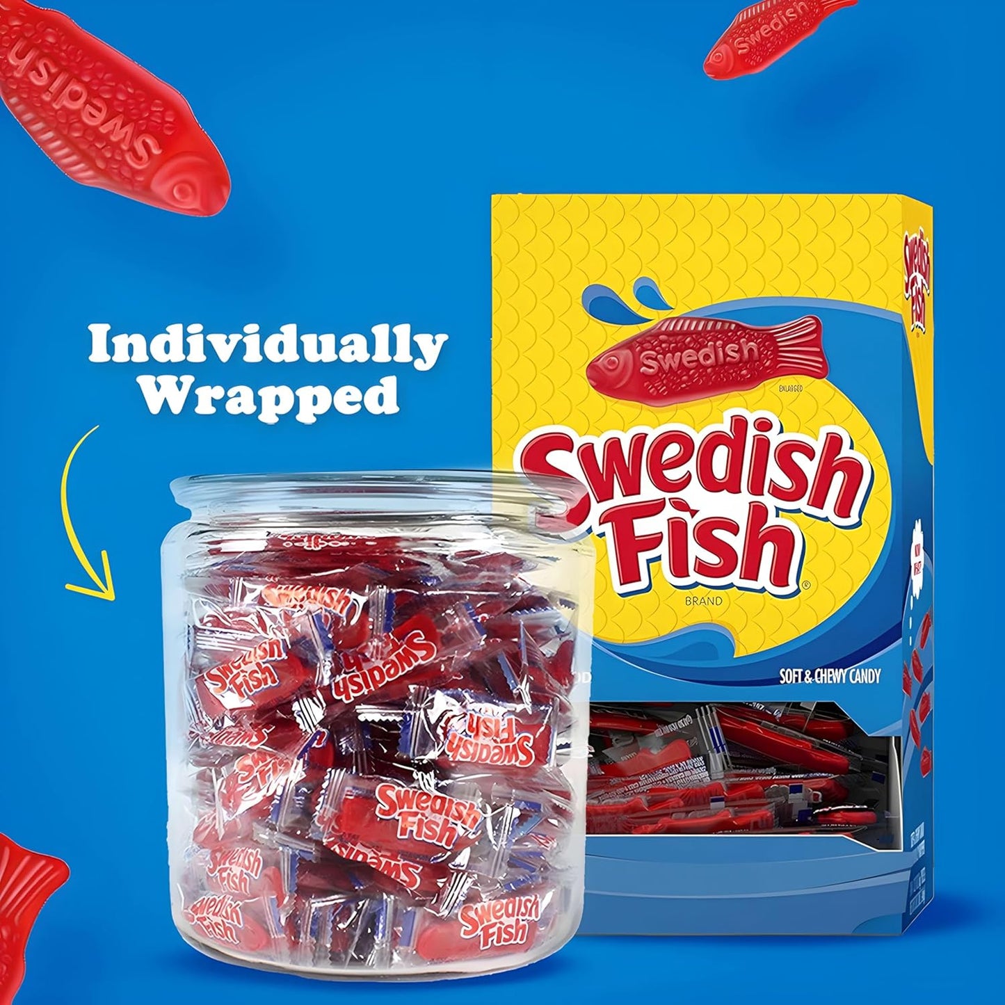 SWEDISH FISH Individually Wrapped Soft & Chewy Gummy Candy, Bulk Candy, 240 Count Box