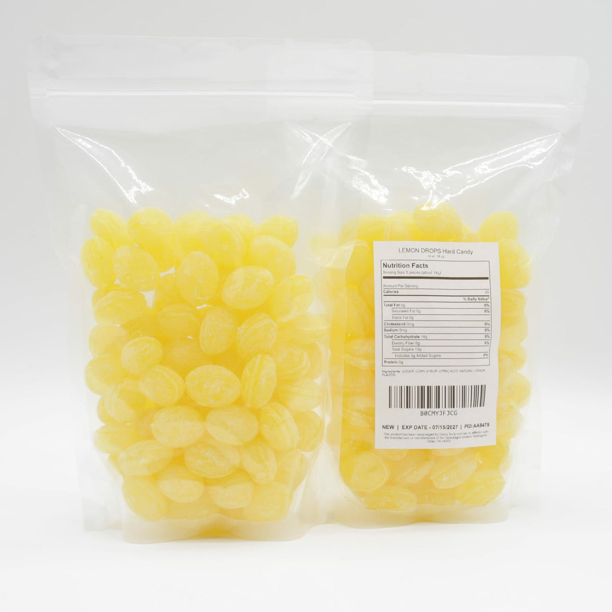 Claeys Sanded LEMON Drops Hard Candy 2 Lb – Bulk, Old Fashioned Candy, Natural Flavor, Fat Free