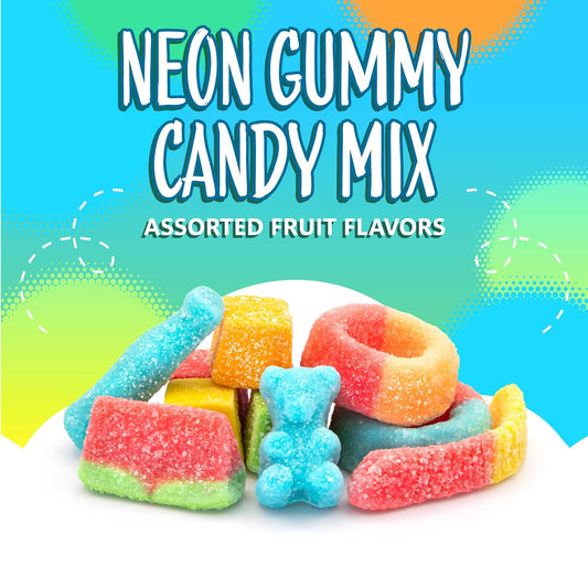 Gummy Candy Mix, Fruit Flavored Sour Candy, Sour Gummies, 2 Lb Bag