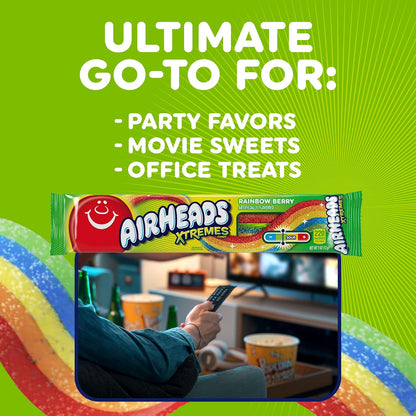 Airheads Xtremes Belts Candy, Chewy Candy Package, Rainbow Berry Fruit Flavor, 3 Ounces (12-Pack)