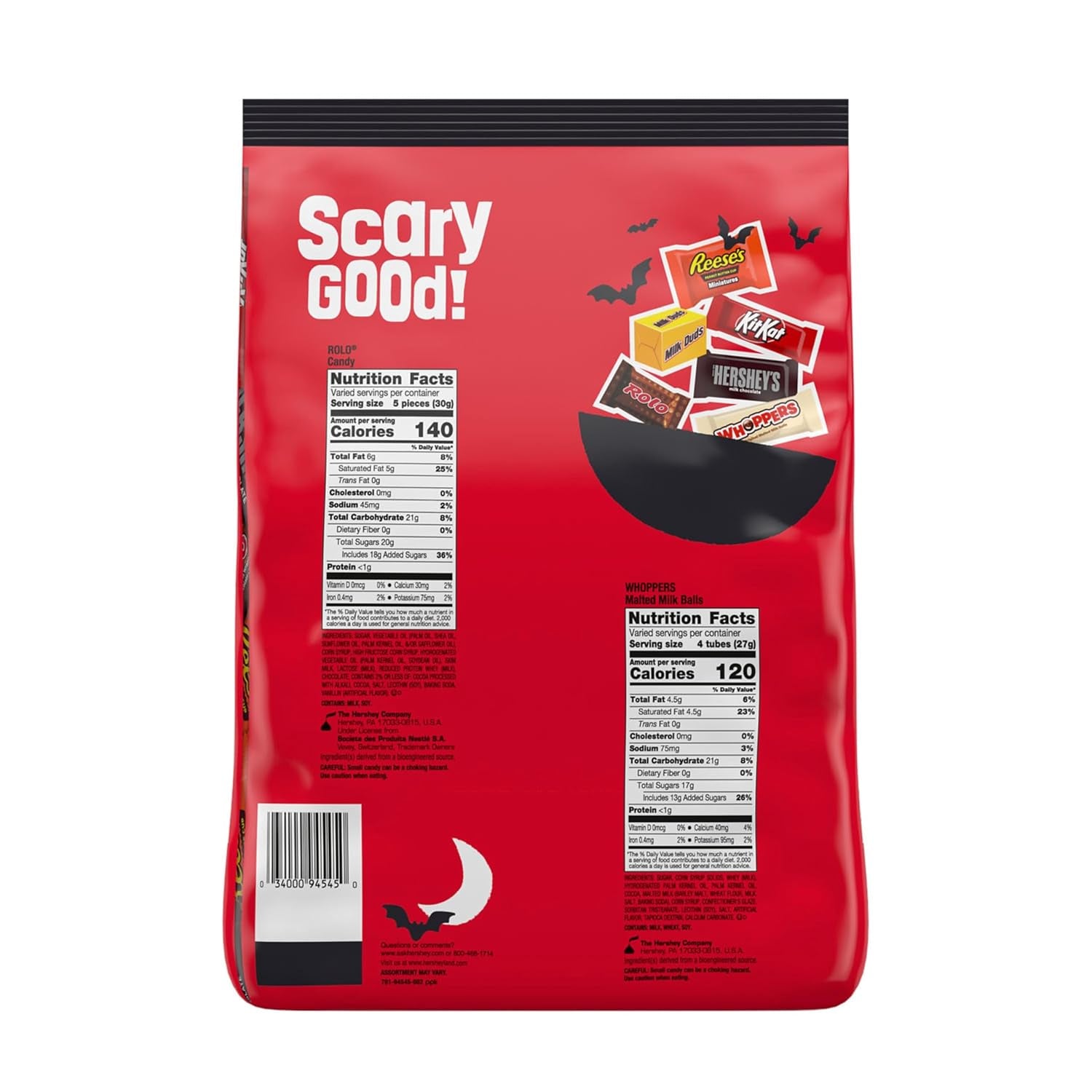 Hershey's Assorted Chocolate Halloween Candy Bulk Variety Pack, 78.24 Oz