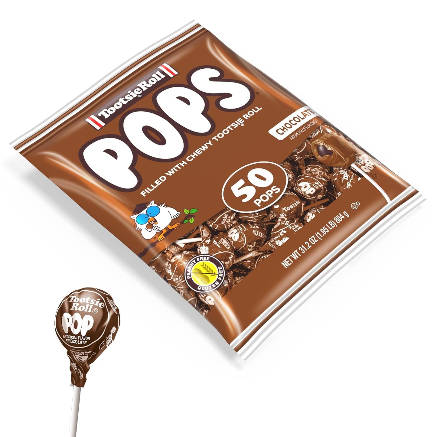 Tootsie Pops Chocolate Flavored Lollipops, 50 Count, 1.95Lb (Pack of 10)
