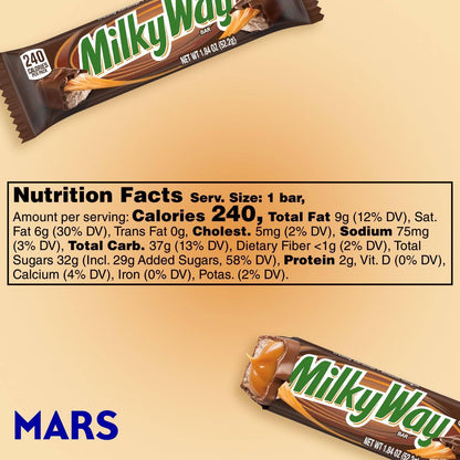 Milky Way Milk Chocolate Candy Bars, Full Size Bulk Box, 36 Ct