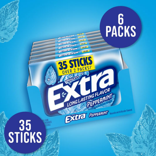 EXTRA Peppermint Sugar Free Chewing Gum Mega Pack - 35 Stick, 6 Pack