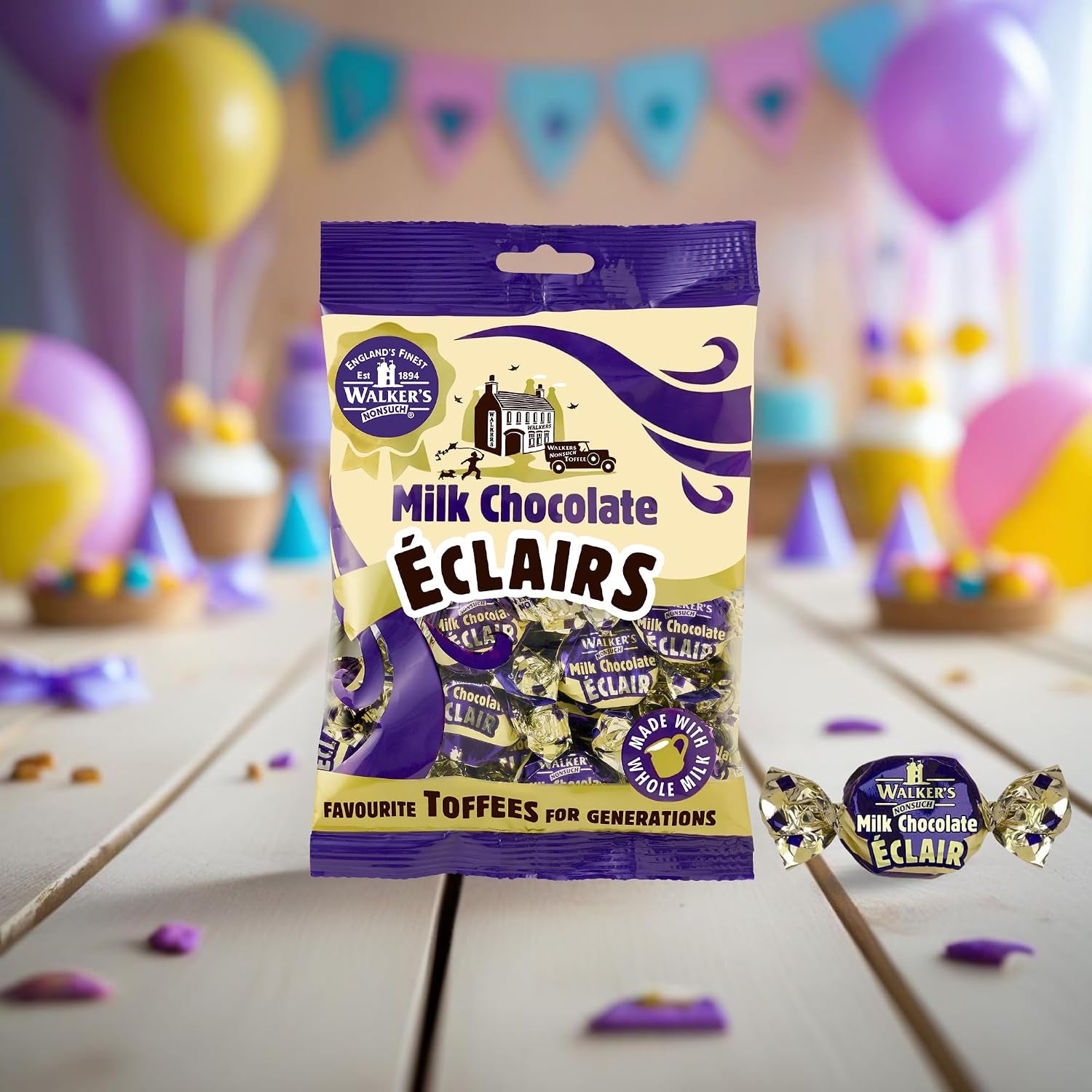 Walkers Nonsuch Milk Chocolate Eclairs 5.29 Oz (150G) - Traditional British Chewy Butter Toffee Candy