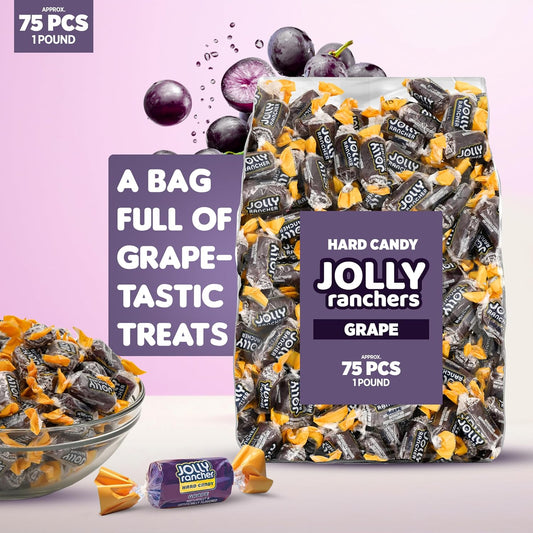 Grape Jolly Ranchers Hard Candy – Original Flavor – 1 LB Bulk Bag (Approx. 75 Pieces)