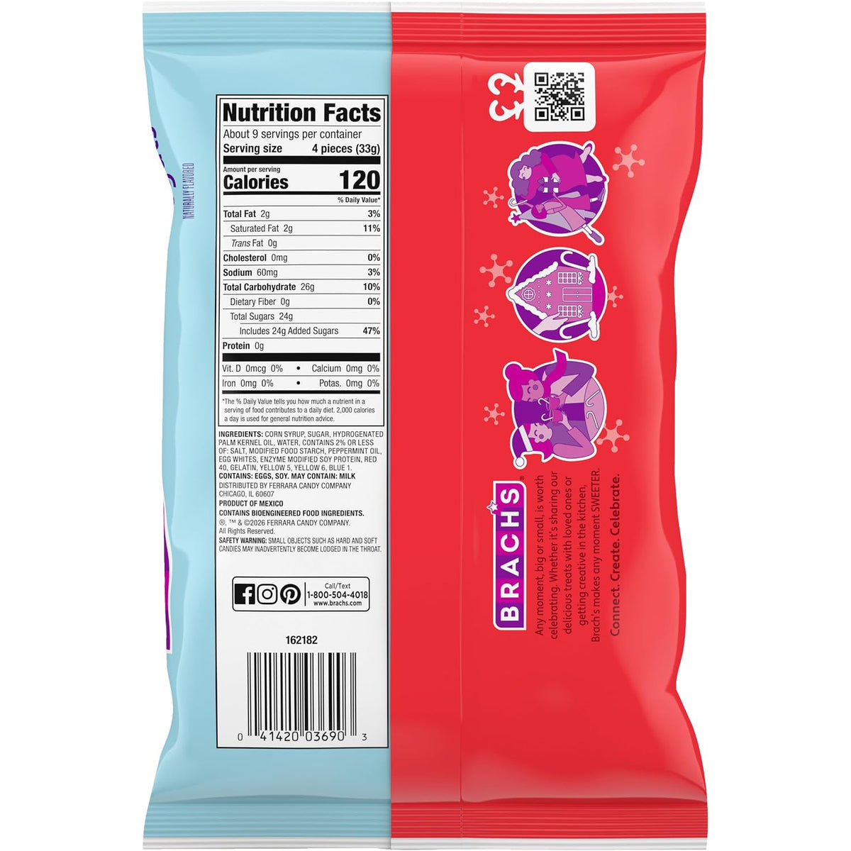 Brach'S Peppermint Christmas Nougats, Individually Wrapped Candy, 11 Oz