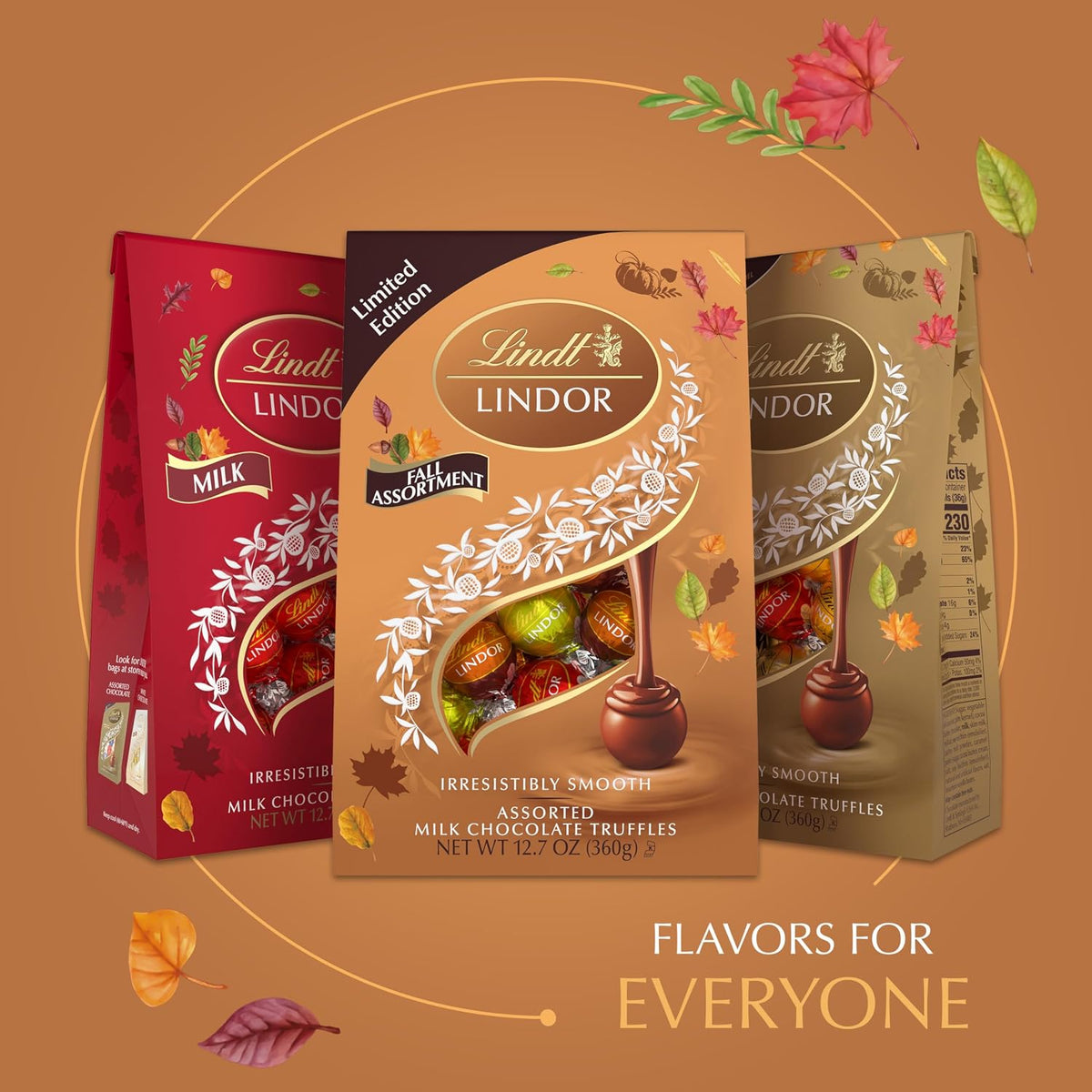 Lindt LINDOR Fall Assorted Milk Chocolate Candy Truffles, 12.7 Oz. Bag